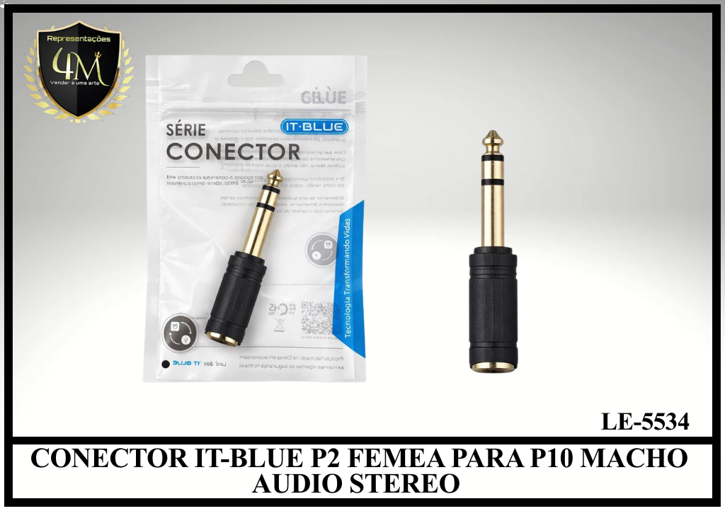 DAP 10 CONECTOR IT-BLUE P2 FEMEA PARA P10 MACHO AUDIO STEREO LE-5534