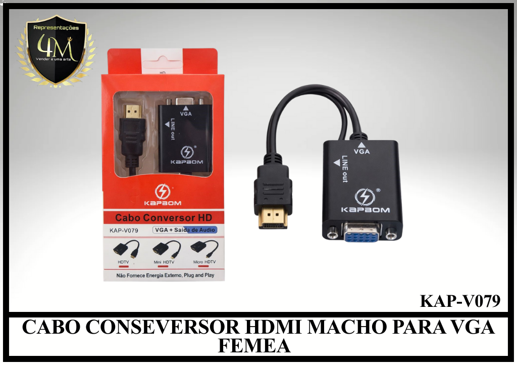DAP 11 CABO CONVERSOR  HDMI MACHO PARA VGA FEMEA KAP-V079