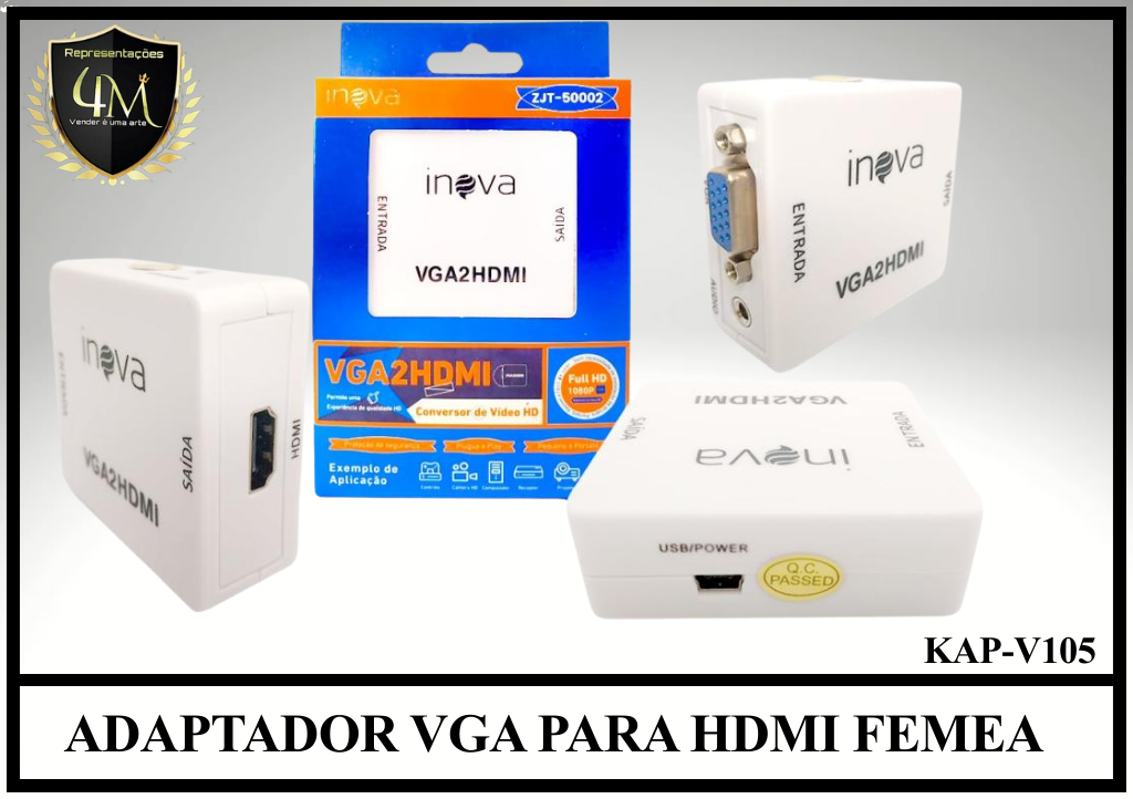DAP 15 ADAPTADOR VGA PARA HDMI FEMEA KAP-V105
