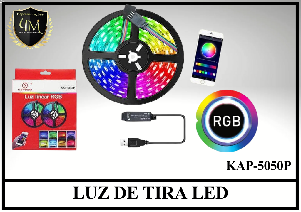 FIT 03 FITA DE LED 5 METROS 5050 Rgb BLUETOOTH E APP KAP-5050P
