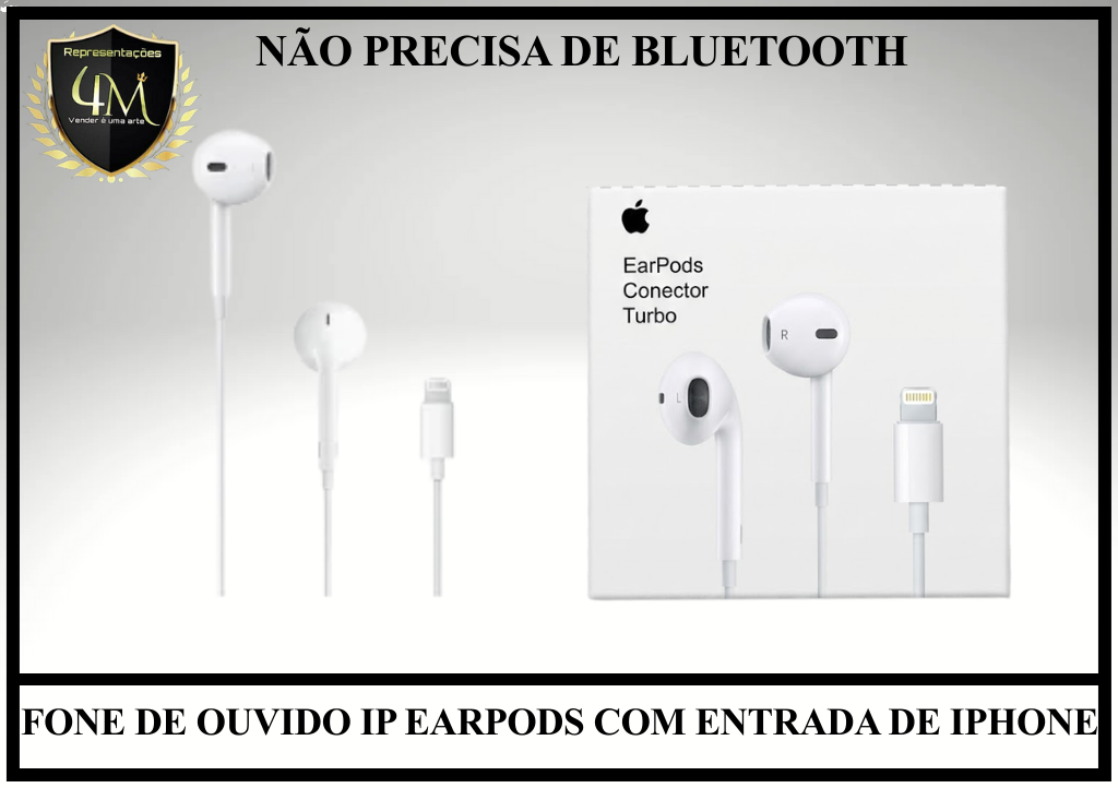 D63 - FONE DE OUVIDO APPLE EARPODS COM ENTRADA DE IPHONE ( NÃO PRECISA DE BLUETOOTH )