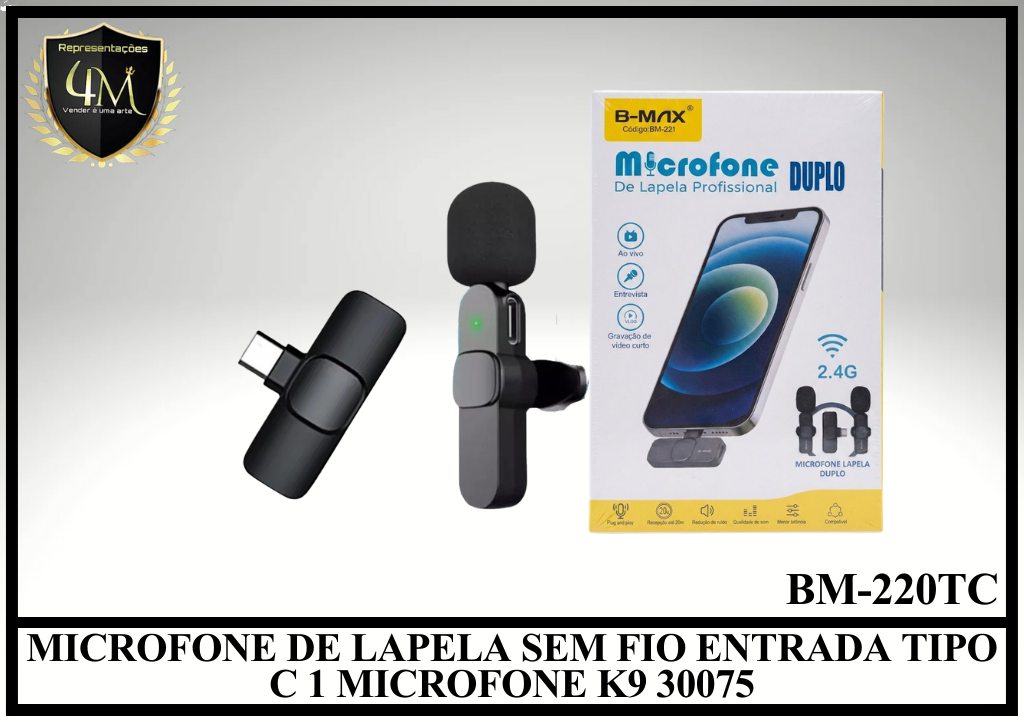 M03 - MICROFONE DE LAPELA DUPLO B-MAX TIPO C BM-221 TIPO C