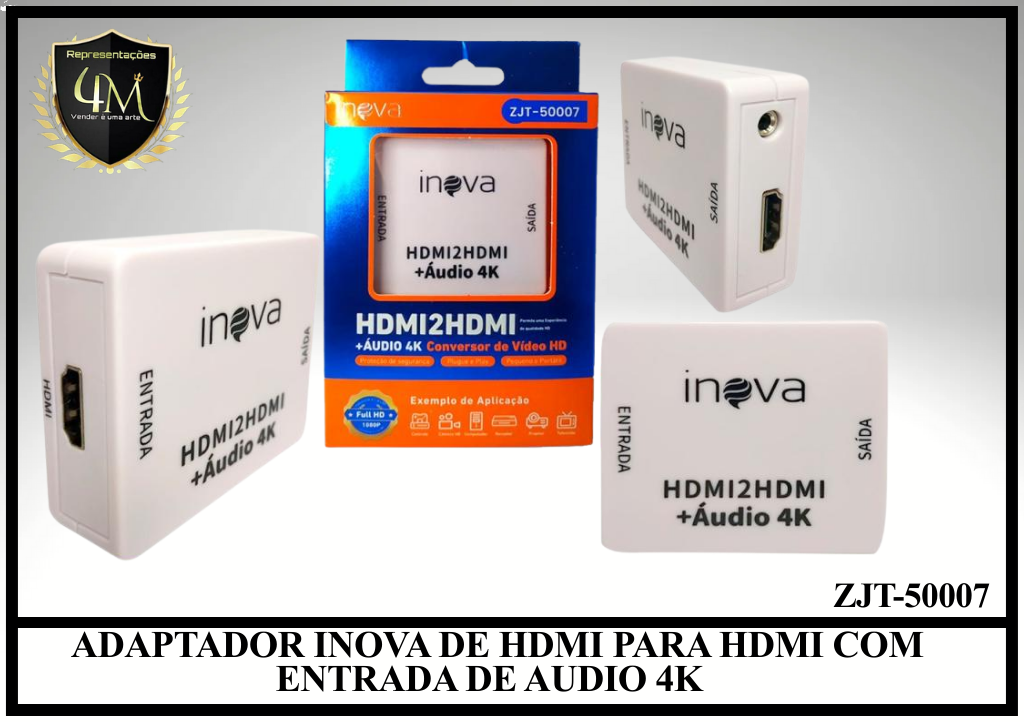 DAP 18 ADAPTADOR INOVA DE HDMI PARA HDMI COM ENTRADA DE AUDIO 4K ZJT-50007