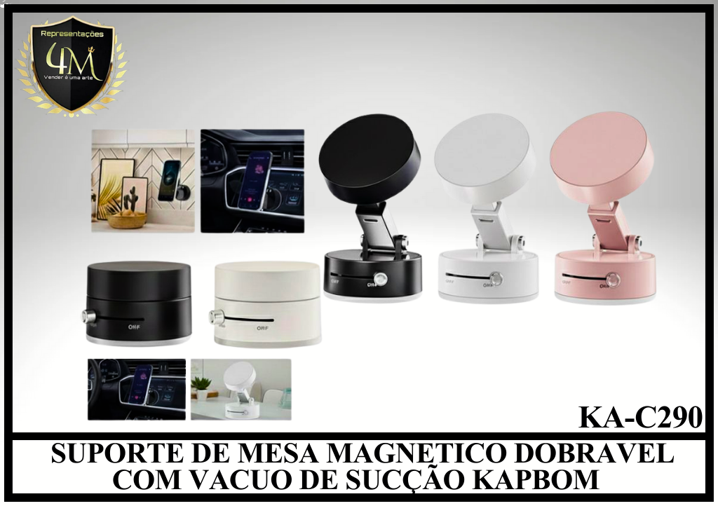 C39 SUPORTE DE MESA E VEICULAR MAGNETICO DOBRAVEL COM VACUO DE SUCÇÃO KAPBOM KA-C290