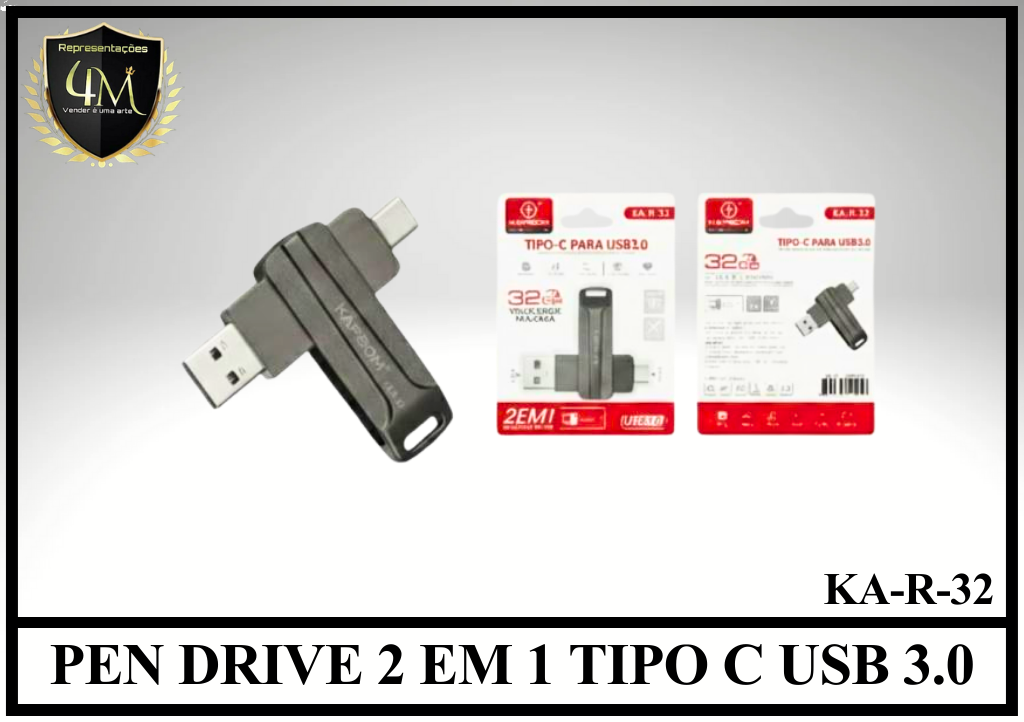 PEN 05 PENDRIVE 32 GIGAS COM SAIDA USB E TIPO C 2 EM 1 KAPBOM KA-R-32