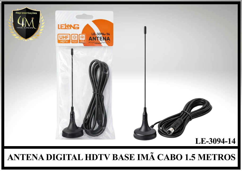 ANT 05 ANTENA DIGITAL HDTV BASE IMÃ CABO 1.5 METROS LE-3094-14