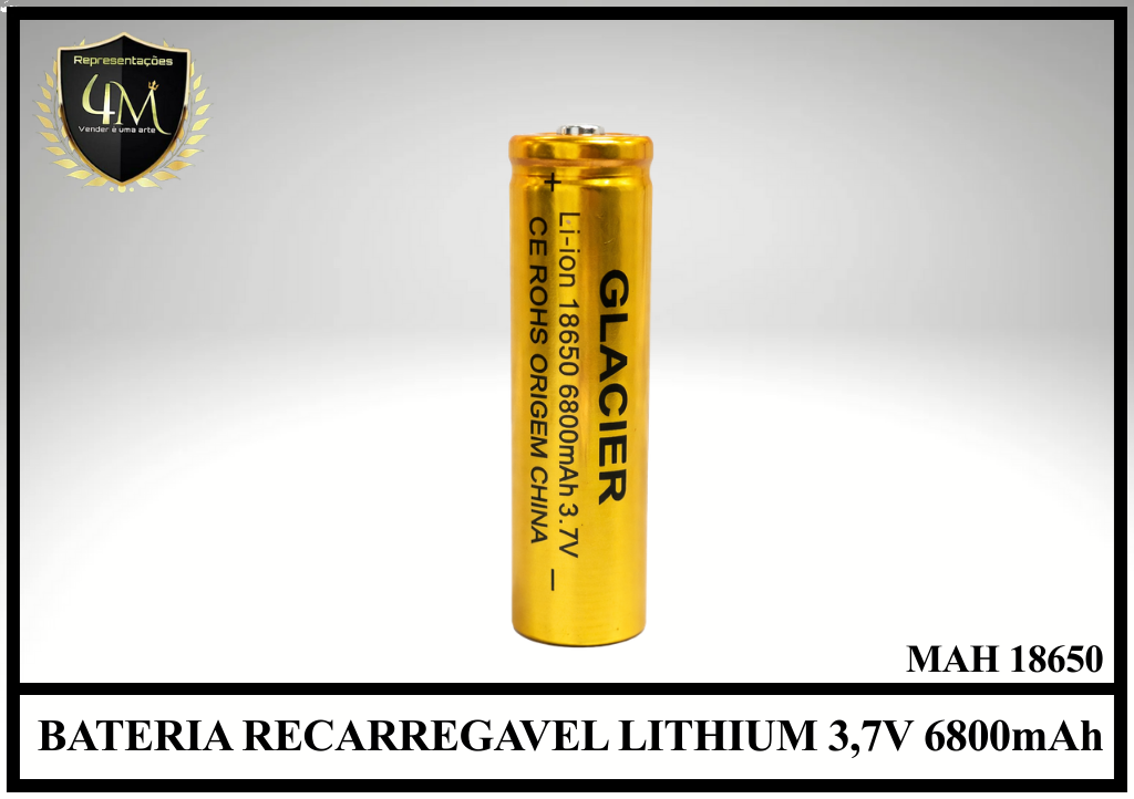 BAT 37 BATERIA GLACIER RECARREGAVEL LITHIUM 3,7V 6800mAh 18650