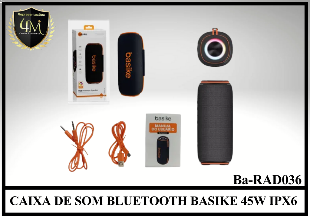 CX 25 CAIXA DE SOM BLUETOOTH BASIKE 45W IPX6 Ba-RAD036