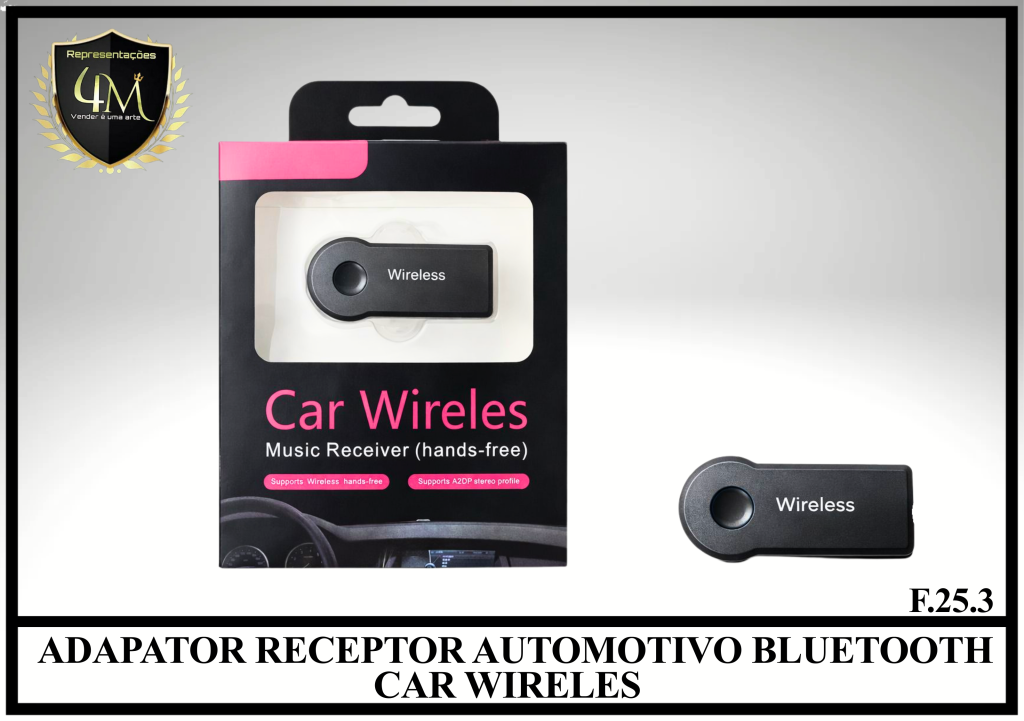 RE 07 ADAPATOR RECEPTOR AUTOMOTIVO BLUETOOTH CAR WIRELES F.25.3 / F.25.9 / JSQ-113