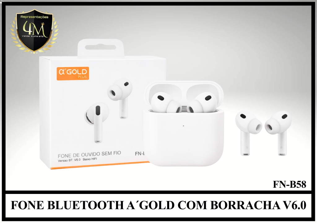 D104 - FONE BLUETOOTH A´GOLD COM BORRACHA V6.0 FN-B58