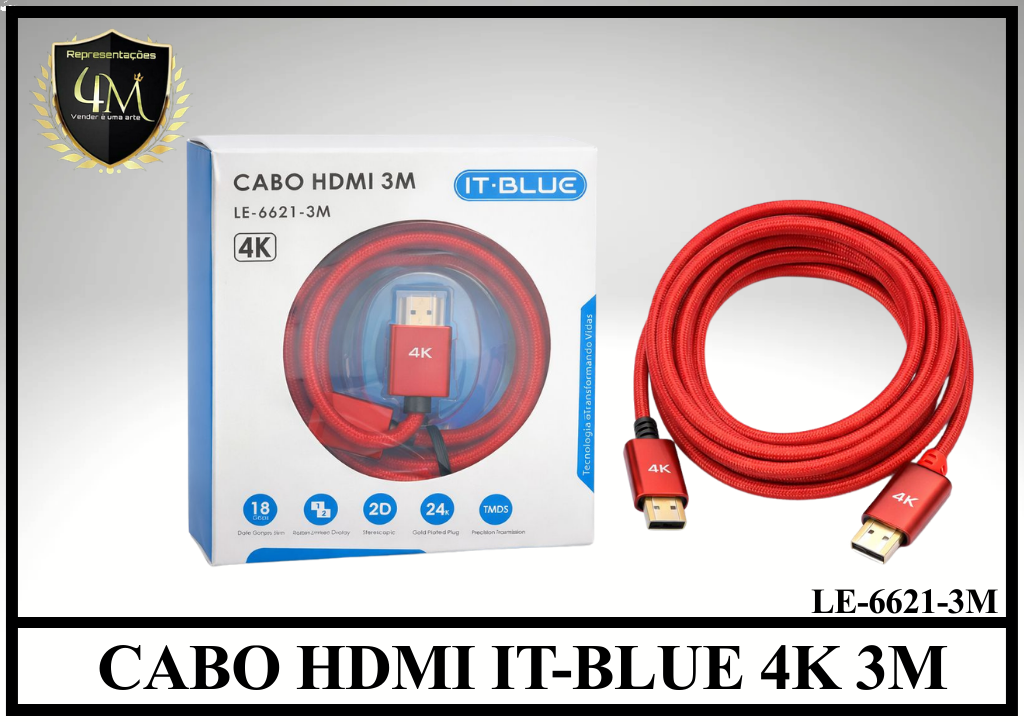 A119 - CABO HDMI IT-BLUE 4K 3M LE-6621-3M
