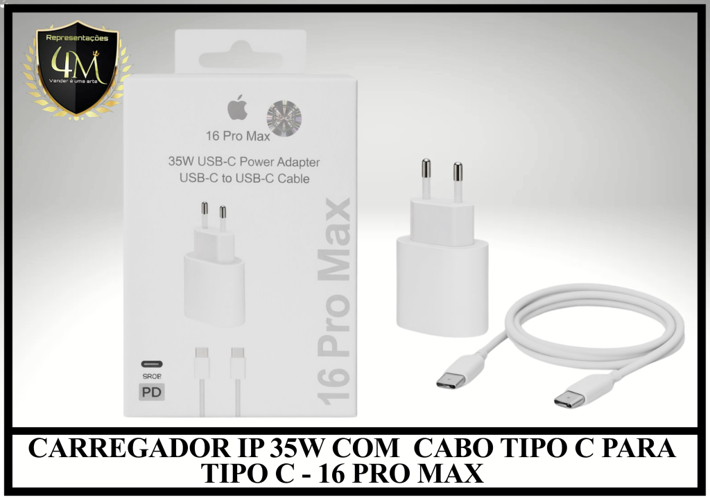 B80 - CARREGADOR IP 35W COM  CABO TIPO C PARA TIPO C - 16 PRO MAX