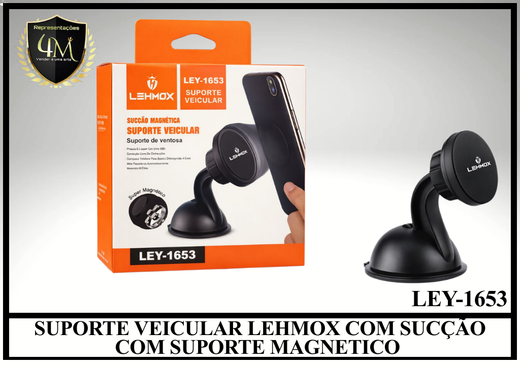 C33 SUPORTE VEICULAR LEHMOX COM SUCÇÃO COM SUPORTE MAGNETICO LEY-1653