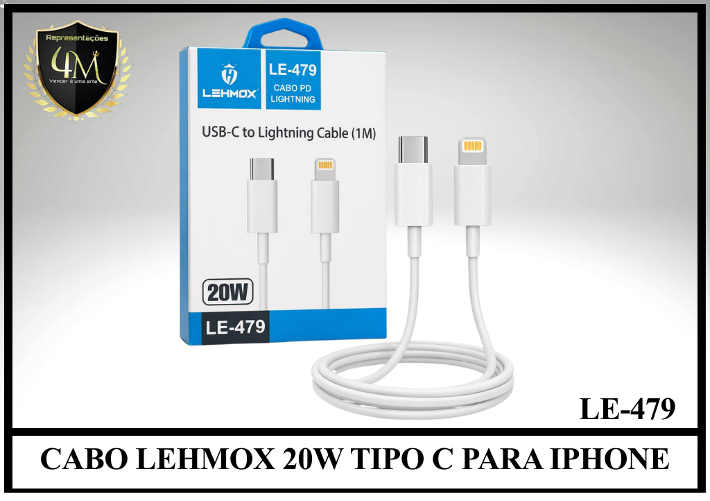 A125 - CABO LEHMOX 20W TIPO C PARA IPHONE LE-479