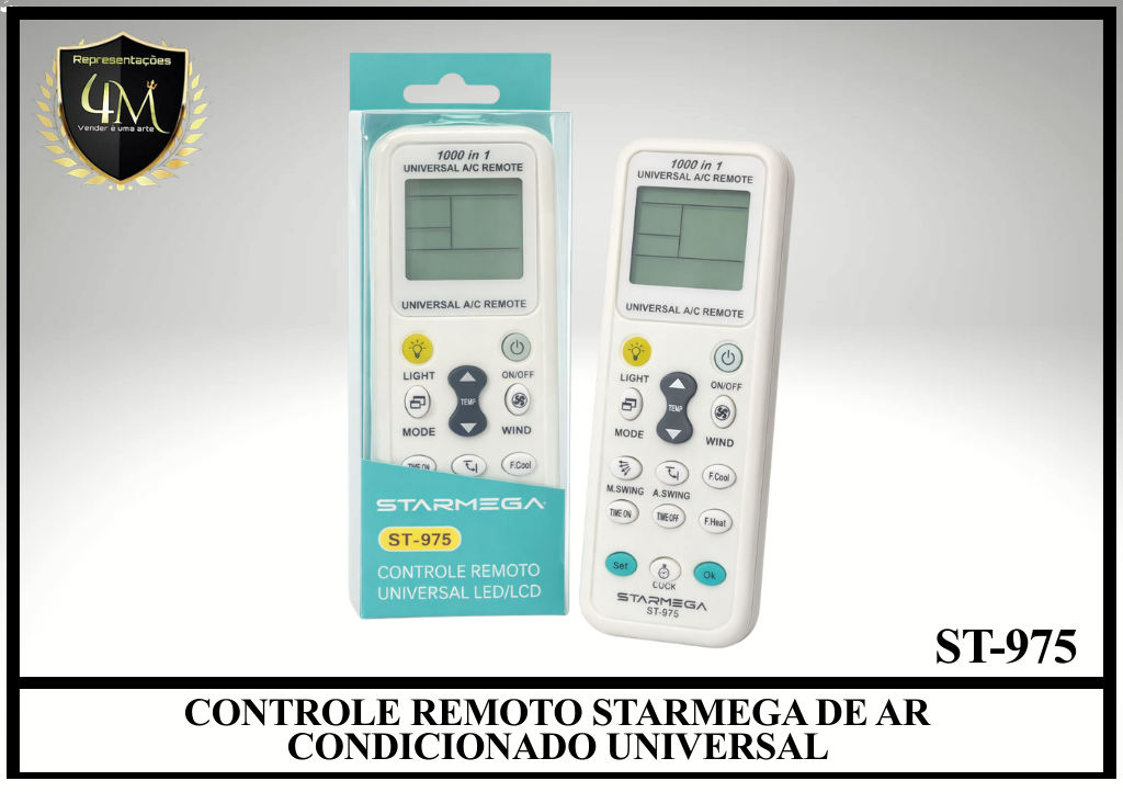 YCRTVUNAR 01 CONTROLE REMOTO STARMEGA DE AR CONDICIONADO UNIVERSAL ST-975