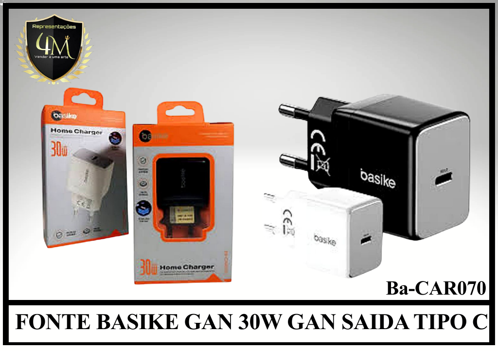 E28 - FONTE BASIKE GAN 30W GAN SAIDA TIPO C Ba-CAR070