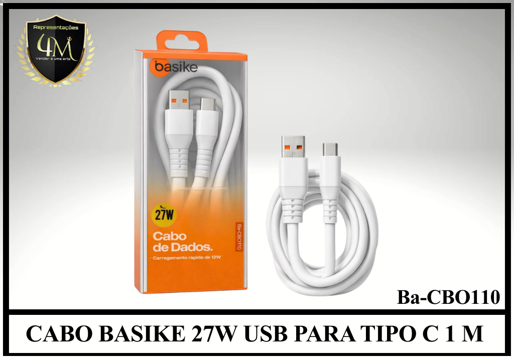 A131 - CABO BASIKE 27W USB PARA TIPO C 1 METRO Ba-CBO110