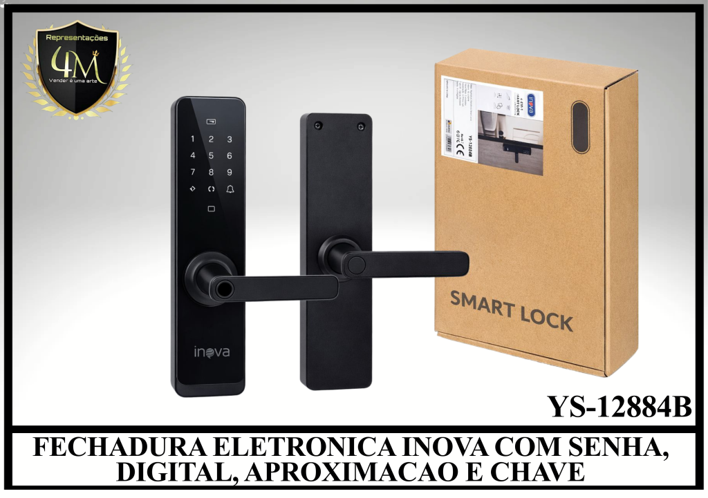 HPTE 0001 - FECHADURA ELETRONICA INOVA COM SENHA, DIGITAL, APROXIMACAO E CHAVE YS-12884B