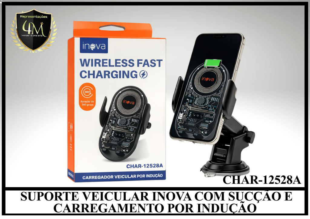 C35 SUPORTE VEICULAR INOVA COM SUCÇÃO E CARREGAMENTO POR INDUÇÃO CHAR-12528A