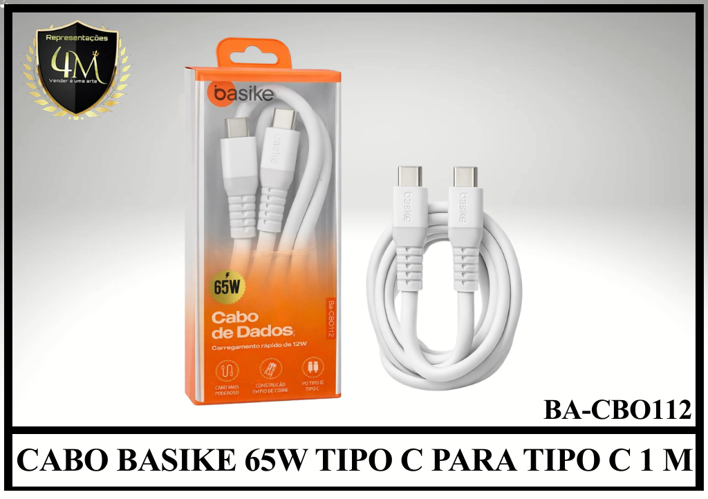 A136 - CABO BASIKE 65W TIPO C PARA TIPO C 1 METRO Ba-CBO112