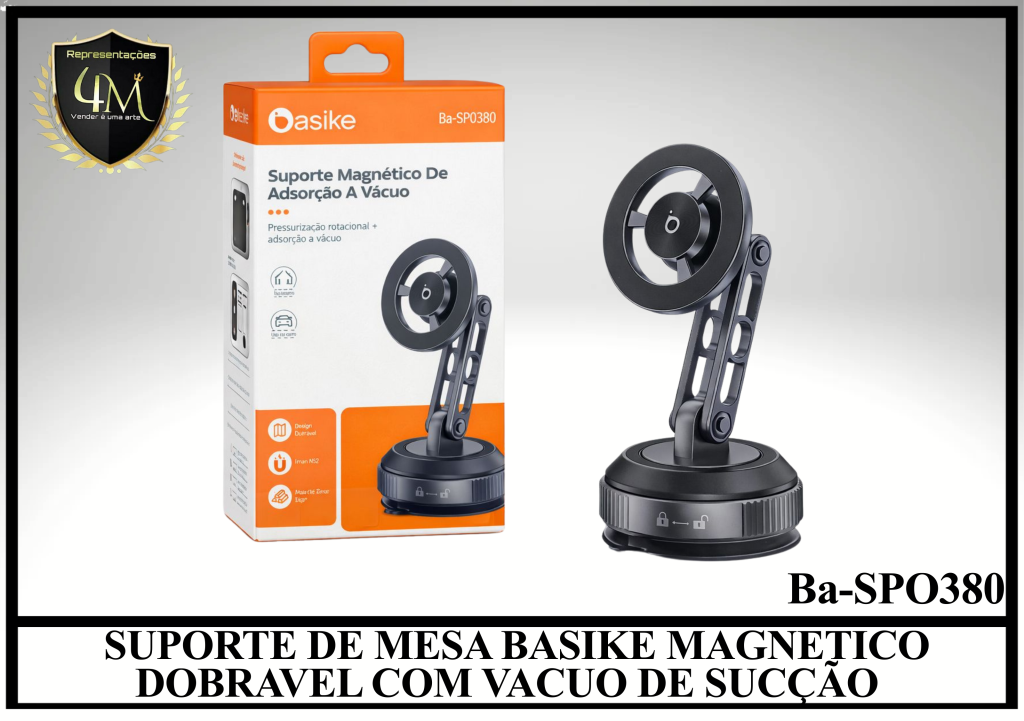 C40 SUPORTE DE MESA E VEICULAR BASIKE MAGNETICO DOBRAVEL COM VACUO DE SUCÇÃO Ba-SPO380