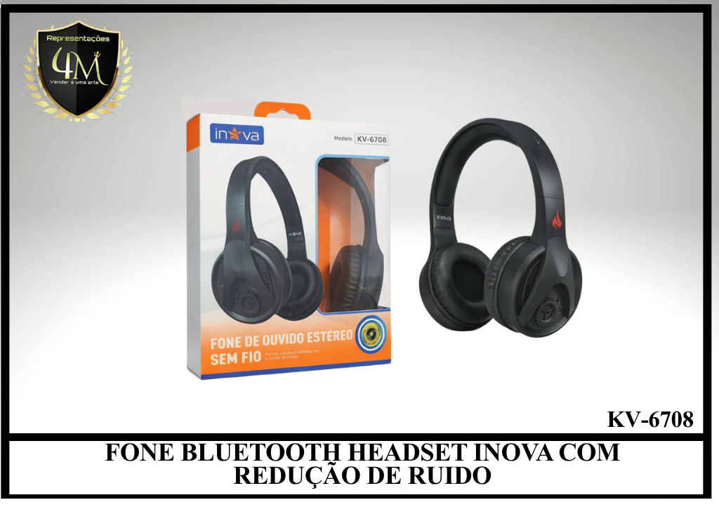 D105 - FONE BLUETOOTH HEADSET INOVA COM REDUÇÃO DE RUIDO KV-6708