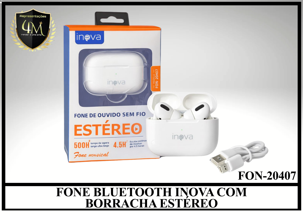 D106 - FONE BLUETOOTH INOVA COM BORRACHA ESTÉREO FON-20407
