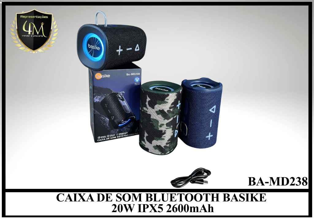 CX 31 CAIXA DE SOM BLUETOOTH BASIKE 20W IPX5 2600mAh Ba-MD238