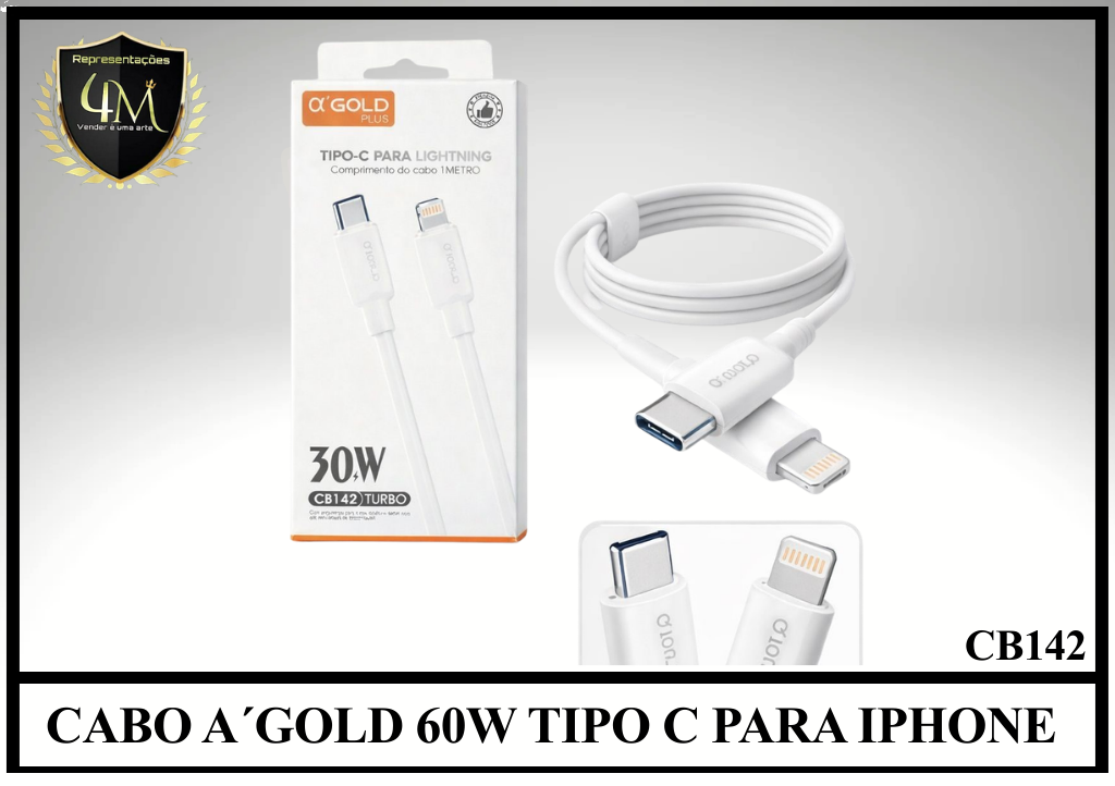 A137 - CABO A´GOLD 60W TIPO C PARA IPHONE CB142