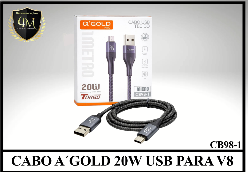A138 - CABO A´GOLD 20W USB PARA V8 CB98-1