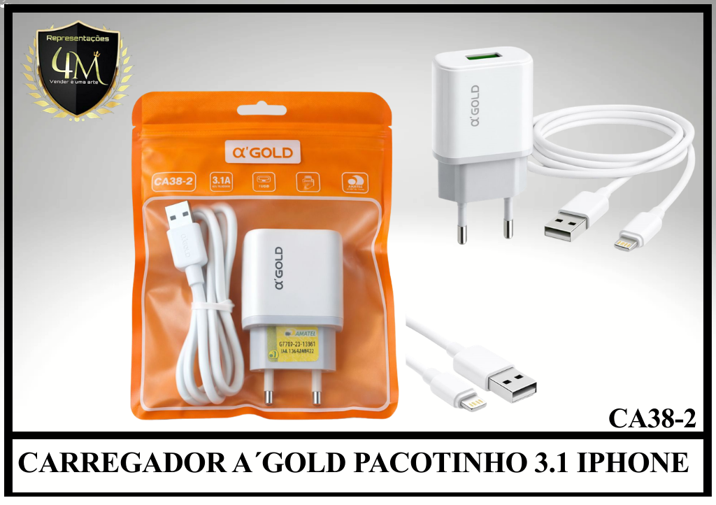 B81-1 - CARREGADOR A´GOLD PACOTINHO 3.1 IPHONE CA38-2