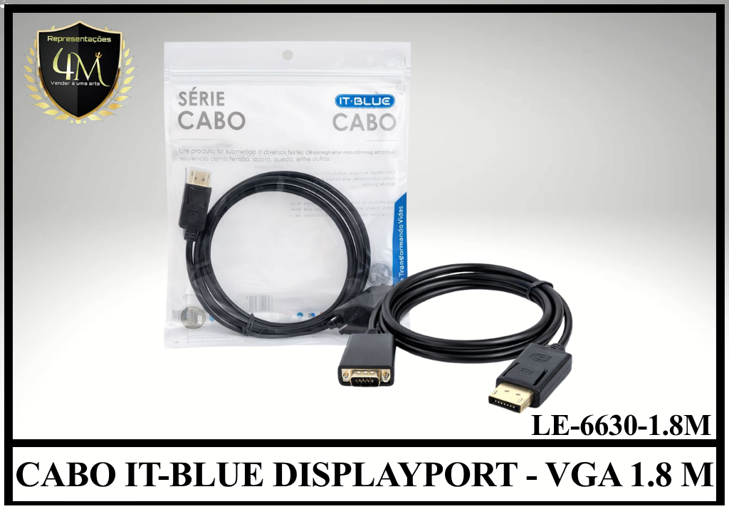 A143 - CABO IT-BLUE DISPLAYPORT - VGA 1.8 METROS LE-6630-1.8M