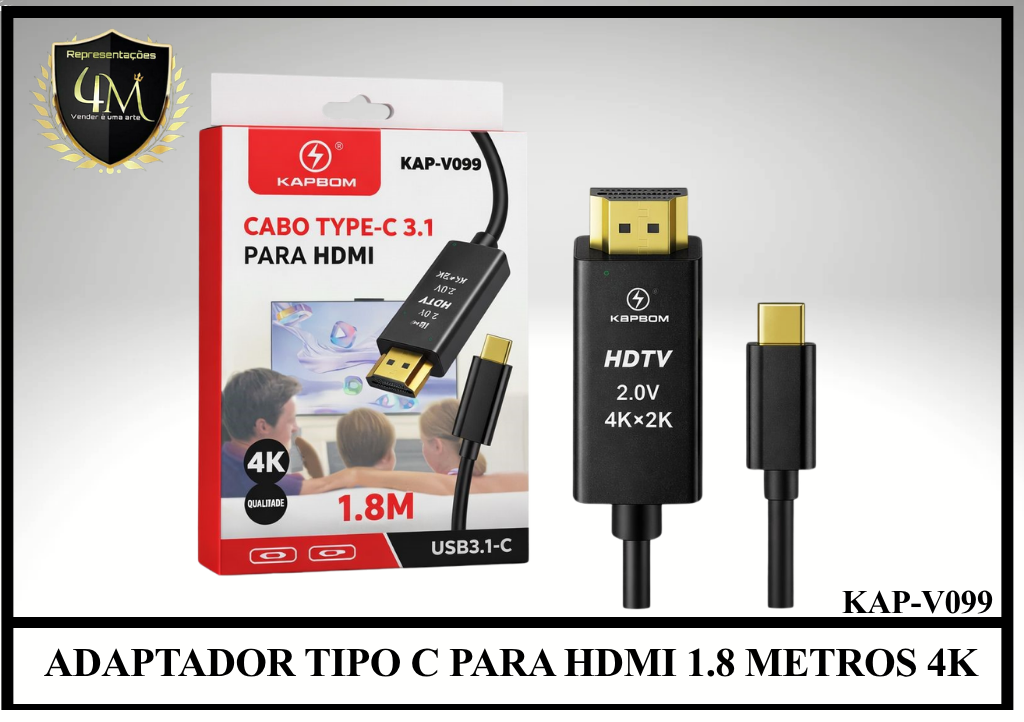 DAP 22 ADAPTADOR TIPO C PARA HDMI 1.8 METROS 4K KAP-V099