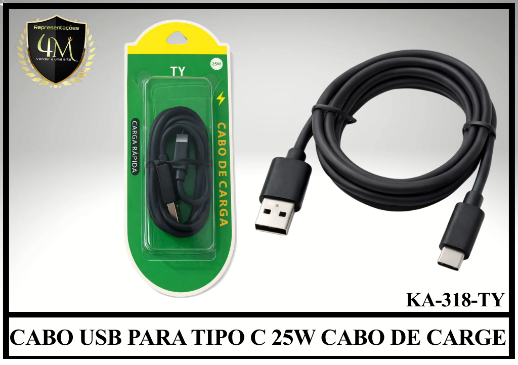 A148 - CABO USB PARA TIPO C 25W CABO DE CARGE ( SEM MARCA )