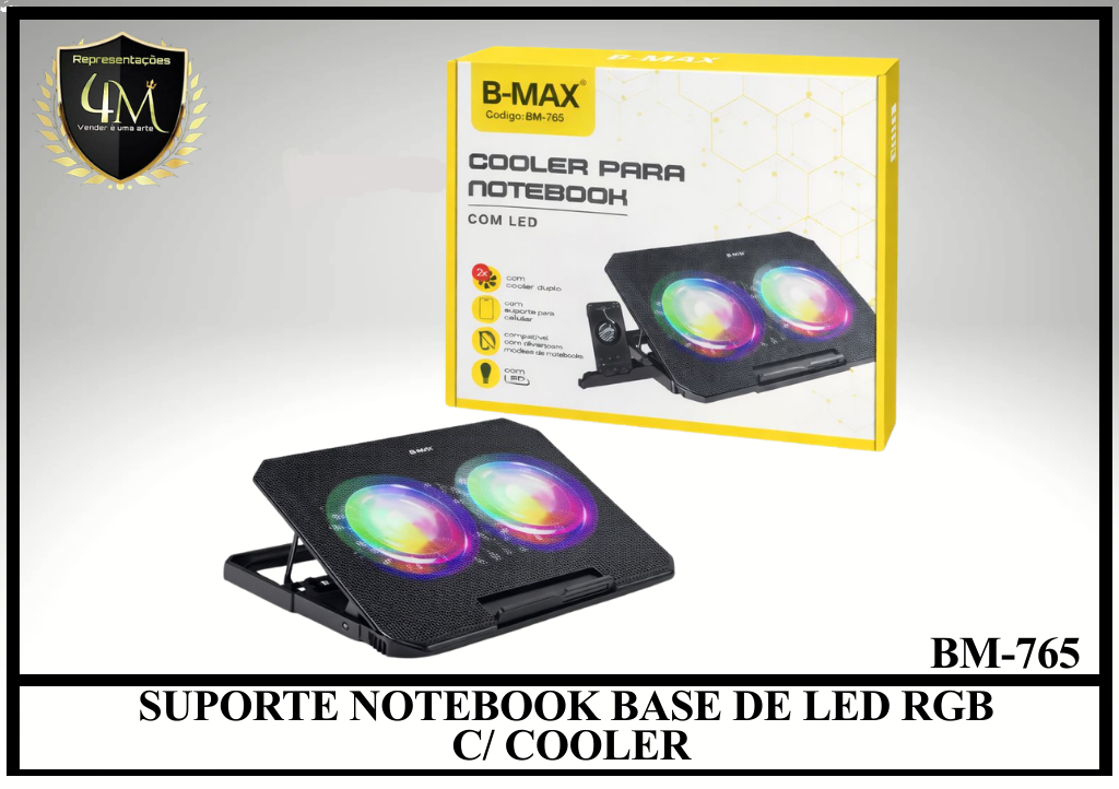 CLR 01 SUPORTE NOTEBOOK BASE DE LED RGB COM COOLER BM-765