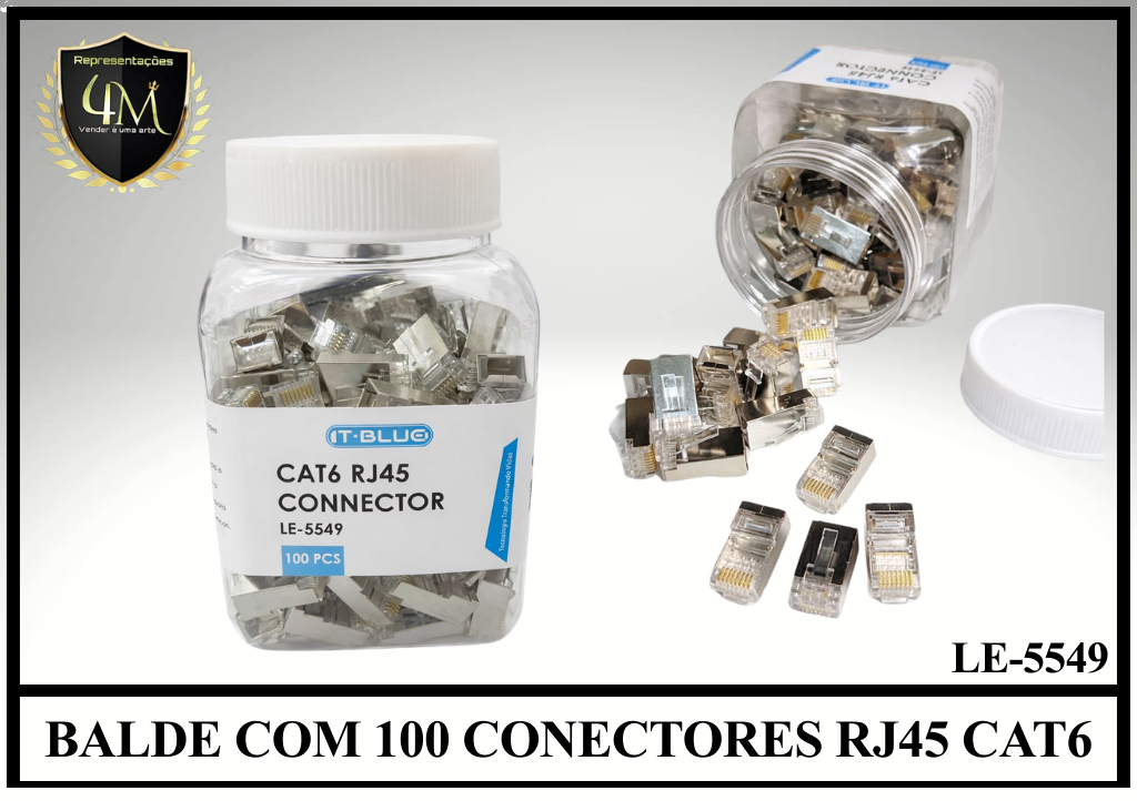 CNCT 01 BALDE COM 100 CONECTORES RJ45 CAT6 LE-5549