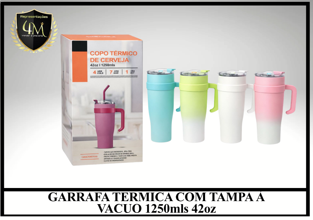 GAR 01 GARRAFA TERMICA COM TAMPA À VACUO 1250mls 42oz / 40oz