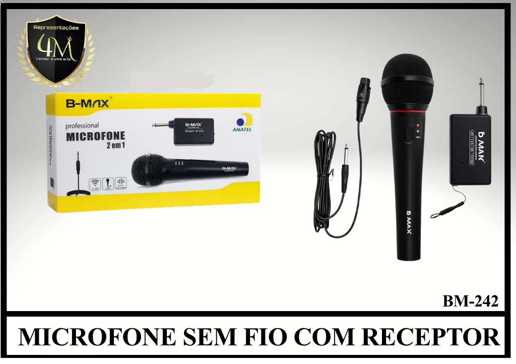 MIC 02 MICROFONE SEM FIO COM RECEPTOR BM-242