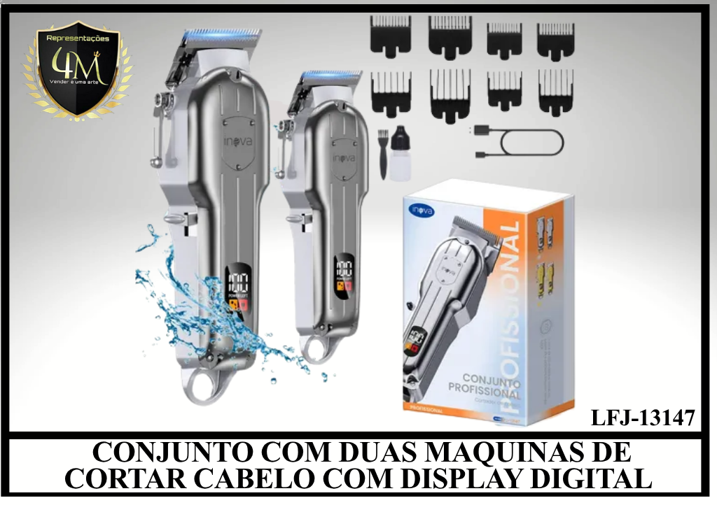 BAB 30 CONJUNTO COM DUAS MAQUINAS DE CORTAR CABELO COM DISPLAY DIGITAL LFJ-13147
