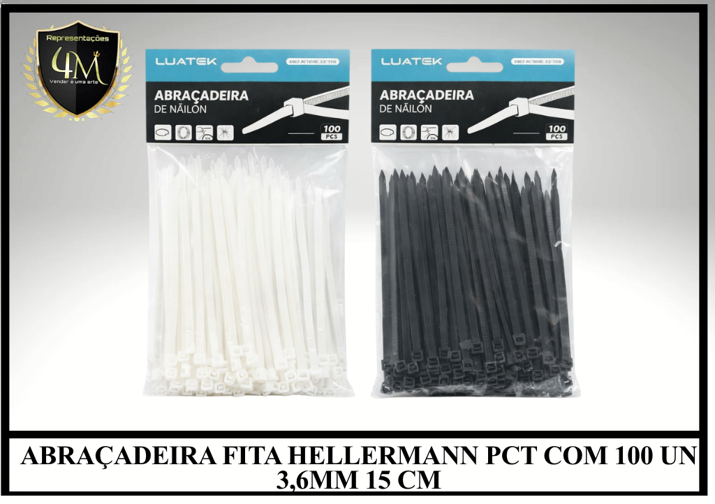ABRA 01 ABRAÇADEIRA FITA HELLERMANN PCT COM 100 UN 3,6MM 15 CM