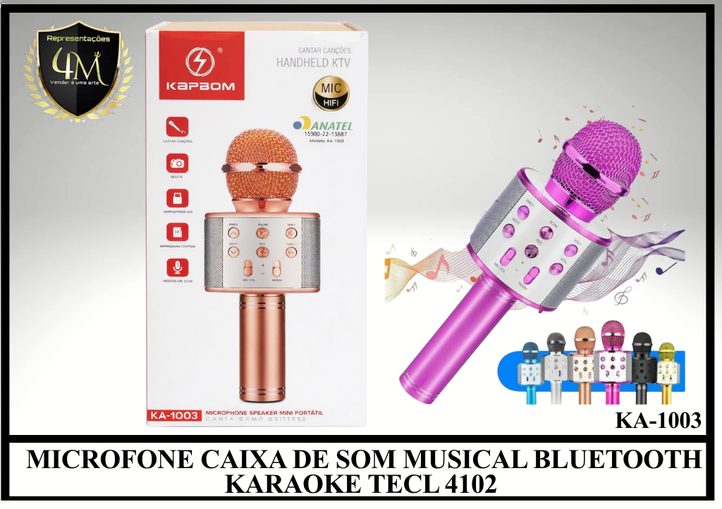 MIC 13 MICROFONE CAIXA DE SOM MUSICAL BLUETOOTH KARAOKE TECL 4102 MIC-20439 ka-1003
