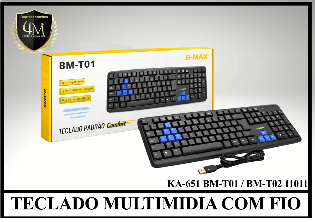 TE 03 TECLADO MULTIMIDIA COM FIO KA-651 BM-T01 / BM-T02 11011