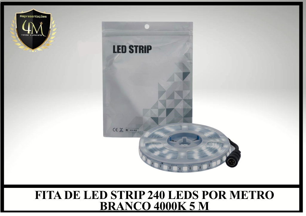 FIT 08 FITA DE LED STRIP 240 LEDS POR METRO BRANCO 4000K 5 METROS