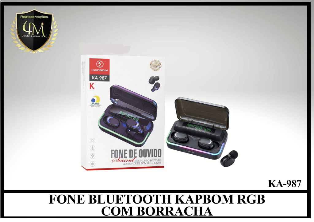 D112 - FONE BLUETOOTH KAPBOM RGB COM BORRACHA KA-987 K