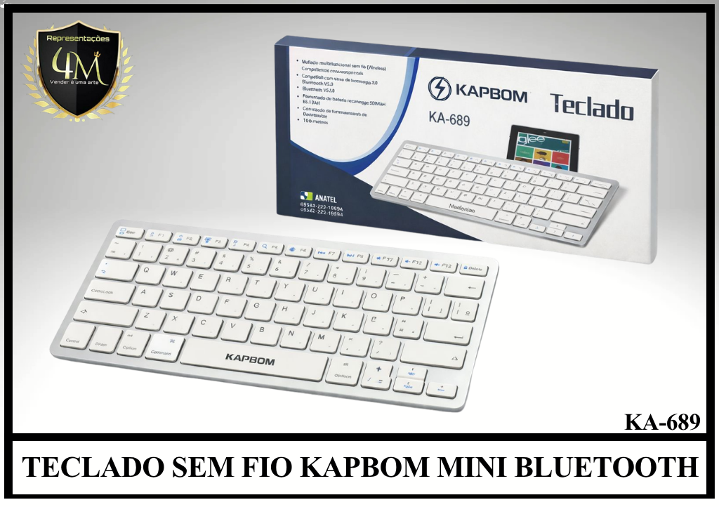 TE 04 TECLADO SEM FIO KAPBOM MINI BLUETOOTH KA-689