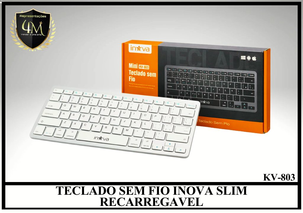 TE 05 TECLADO SEM FIO INOVA SLIM RECARREGAVEL KV-803