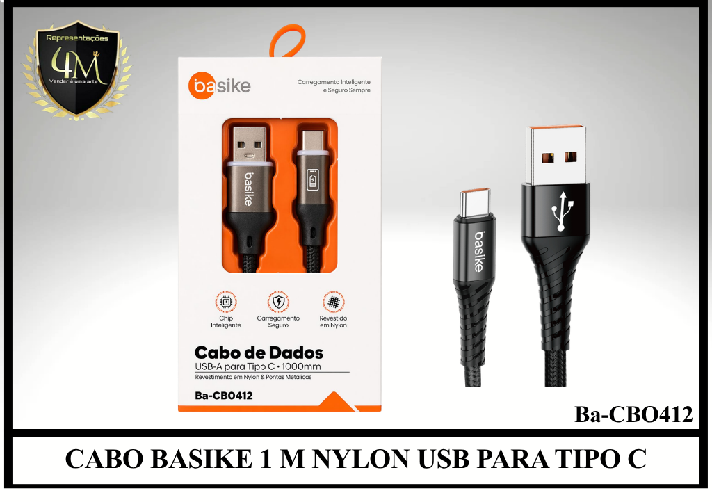 A160 - CABO BASIKE 1 METRO NYLON USB PARA TIPO C Ba-CBO412