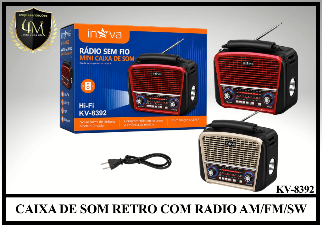 CX 35 CAIXA DE SOM RETRO COM RADIO AM/FM/SW KV-8392