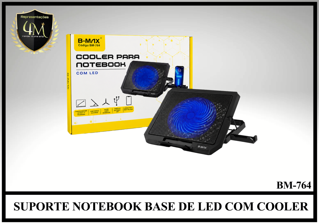 CLR 02 SUPORTE NOTEBOOK BASE DE LED COM COOLER BM-764
