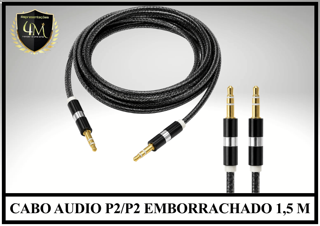 A165 -  CABO AUDIO P2/P2 EMBORRACHADO 1,5 METROS (sem embalagem)